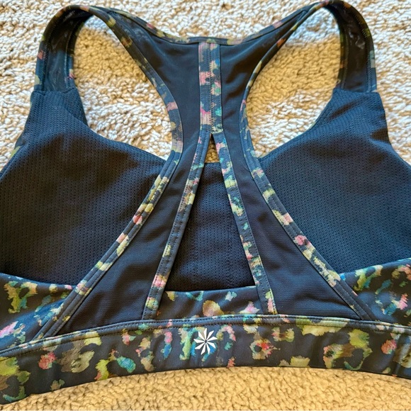 ATHLETA Black, Colorful Leopard Print Interval Sports Bra A-C - MED - Picture 2 of 3